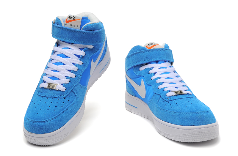 nike air force haute 2013 chaussures des hommes de fourrure blanc bleu (2)